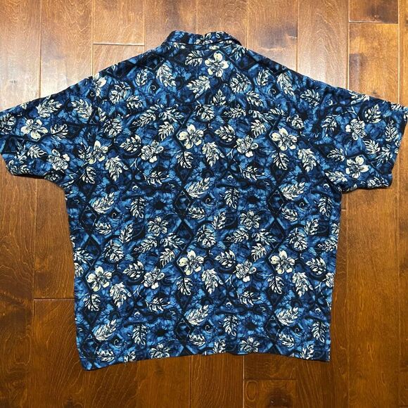 Natural Issue Vintage 90s Hawaiian Navy White Button Front Shirt Men's Size XL - Picture 5 of 9